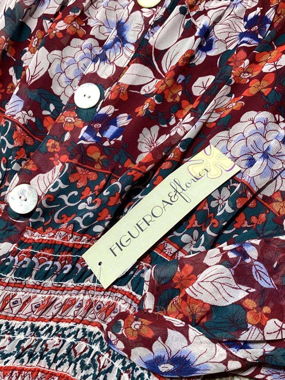 NWT Figueroa &Flower Large Burgandy floral Midi Dress - Picture 13 of 16